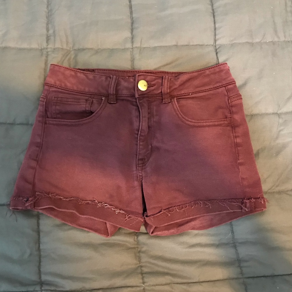 American Eagle Maroon High Rise Shorts
